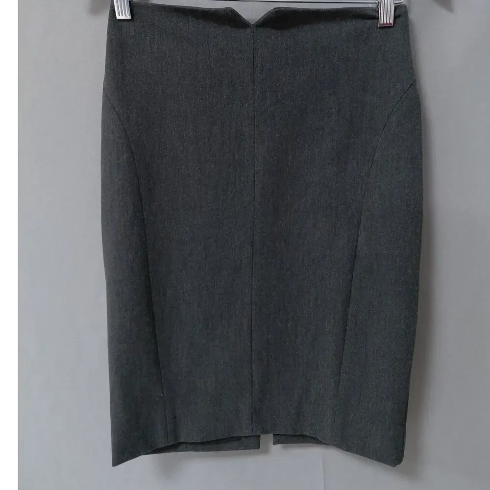 Express Polyester Blend Gray Pencil Knee Length Skirt Women Size 00